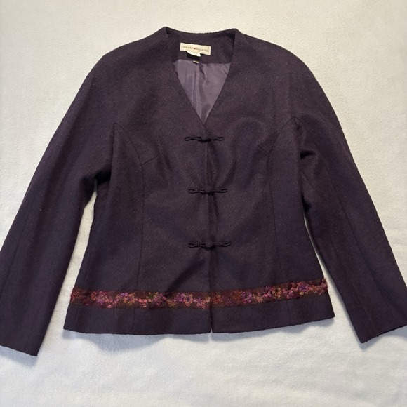 GERARD PASQUIER Blazer Woman's Size 42 Purple Wool Solid Portugal 2 Buttons VTG - Picture 1 of 9